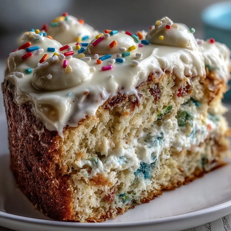 Delicious layers await in this Spring Birthday Party Funfetti Dip Cake creation.