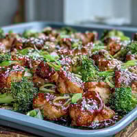 Sheet Pan Teriyaki Chicken and Broccoli with Brown Rice: tender chicken and crisp broccoli glazed in savory teriyaki sauce, roasted to perfection and served over fluffy brown rice.  